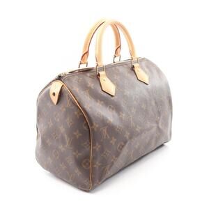 Louis Vuitton Speedy Handbag Canvas Leather Monogram Brown